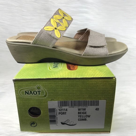 Naot Port Sandals Beige Yellow Shoes 40 US 9 - Picture 7 of 8